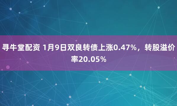 寻牛堂配资 1月9日双良转债上涨0.47%，转股溢价率20.05%